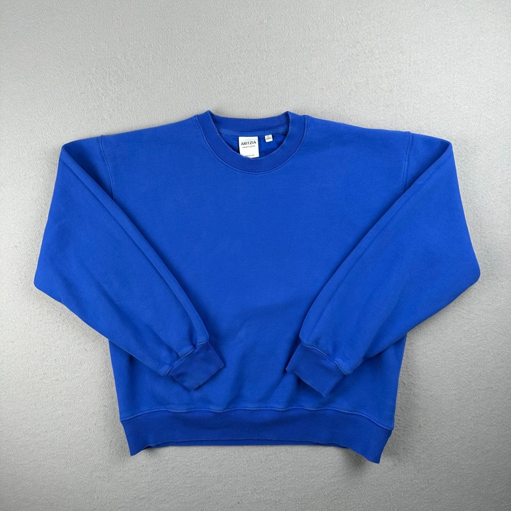 Aritzia Sweatfleece Perfect Fit Crewneck Sweatshirt Womens Medium Cobalt Blue